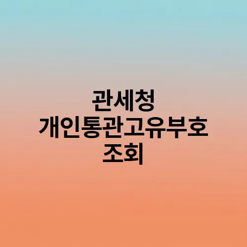 관세청 개인통관고유부호 조회