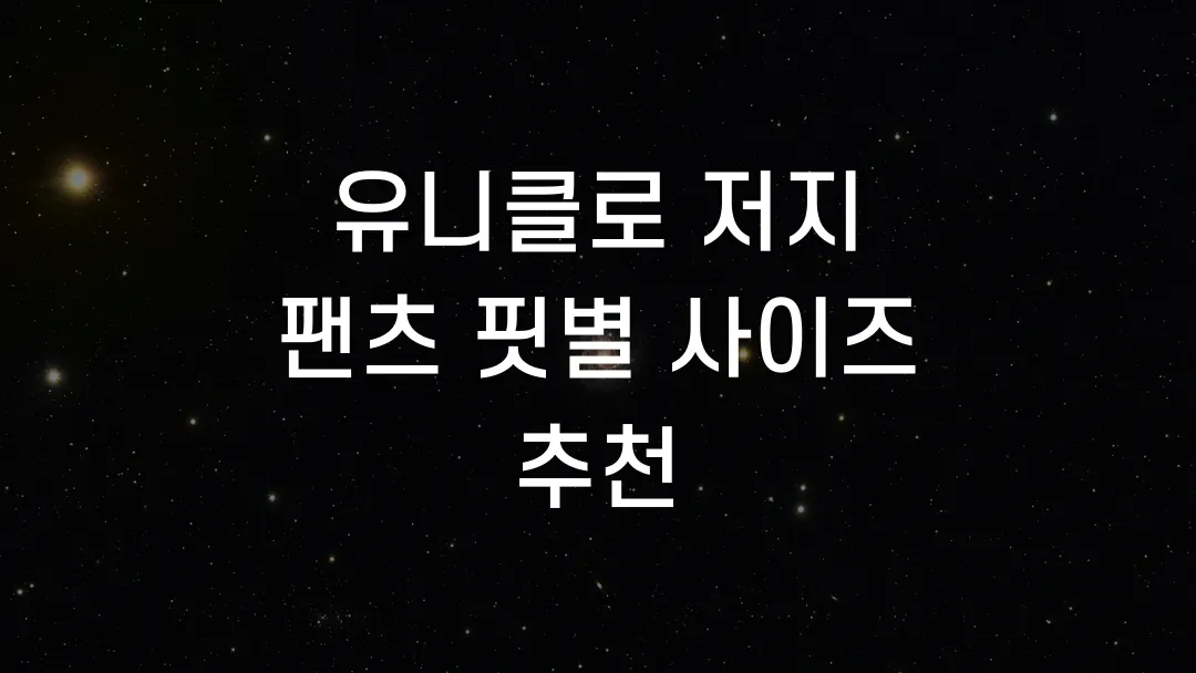 유니클로 저지 팬츠 핏별 사이즈 추천