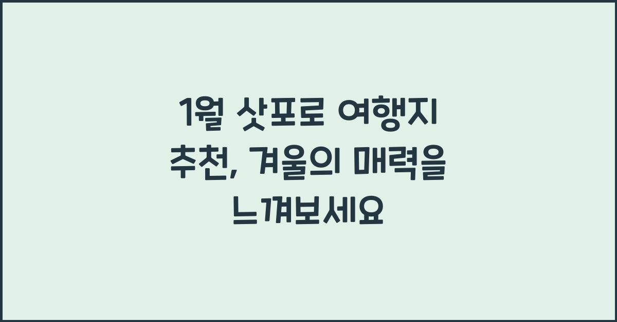 1월 삿포로 여행지 추천
