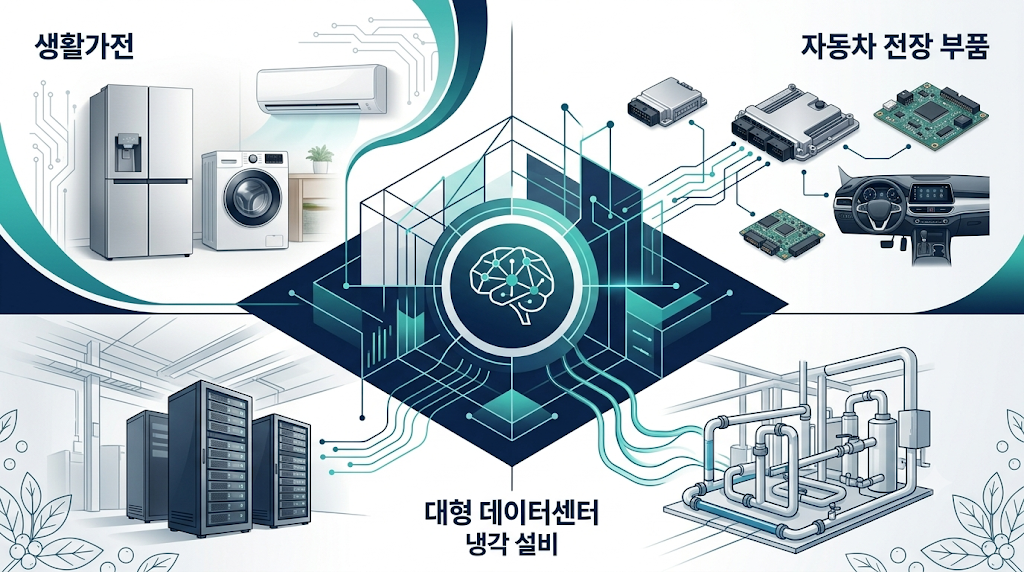 LG전자의 생활가전 전장사업 데이터센터 냉각사업을 보여주는 산업 이미지