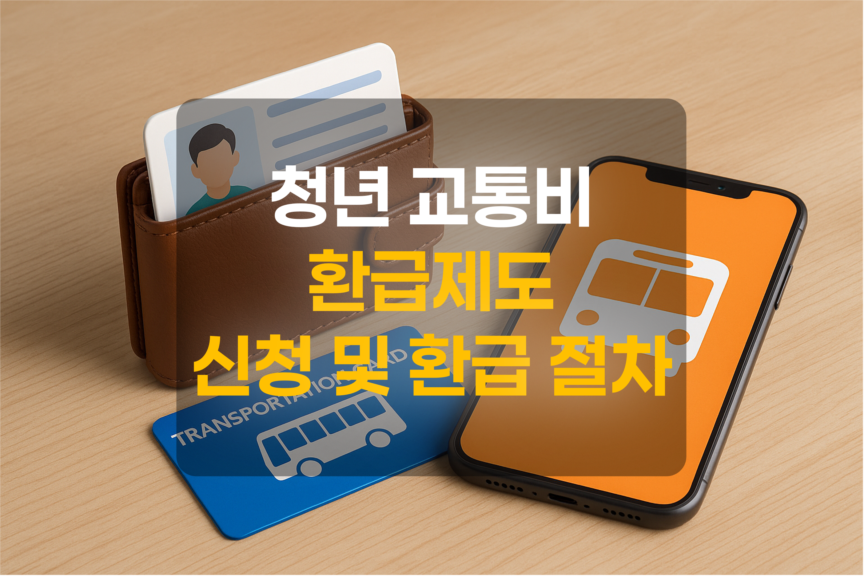 지갑, 교통카드, 핸드폰을 이미지화 한 그림