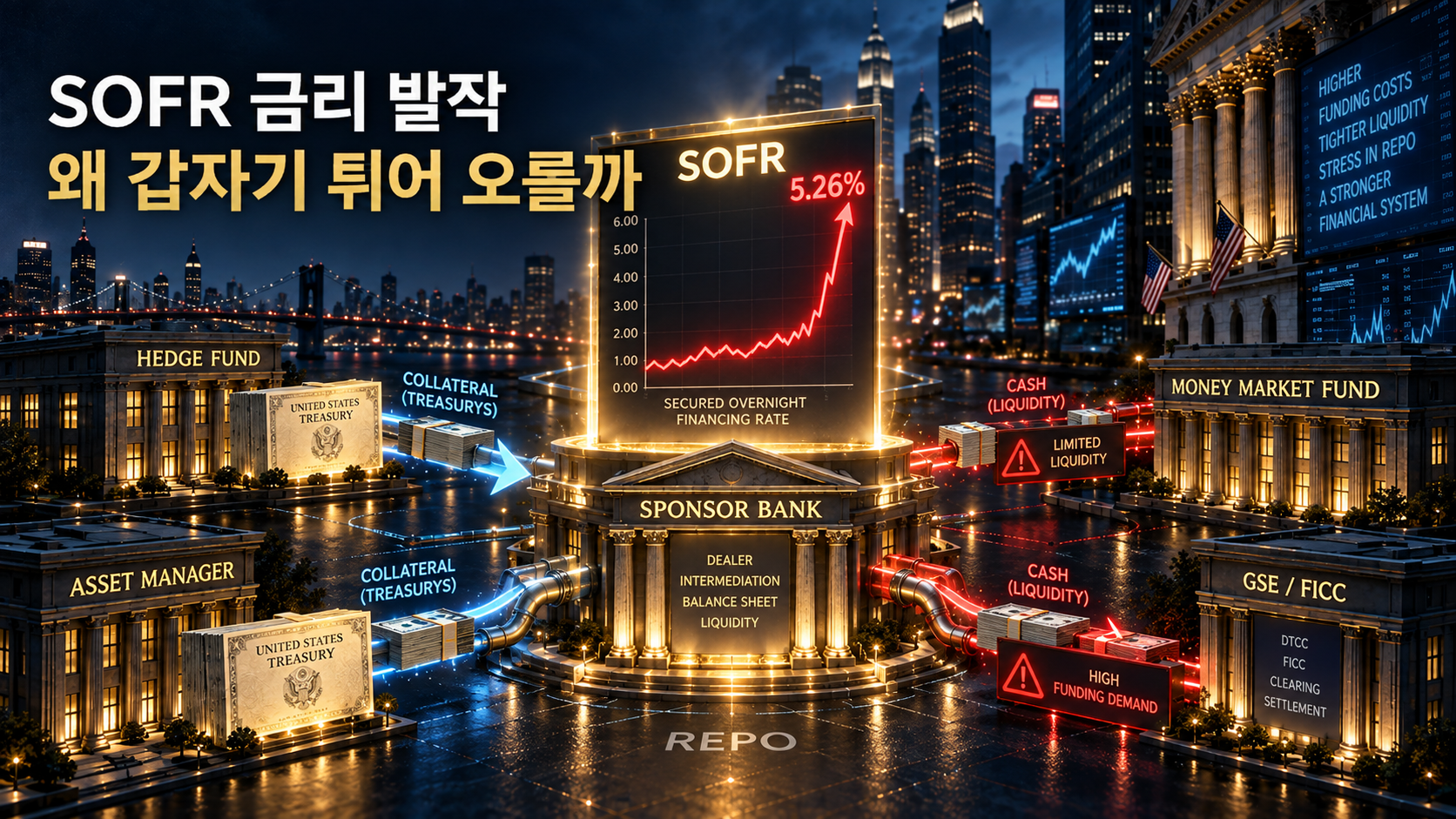 SOFR rate spike caused by repo market liquidity stress and rising short-term funding demand