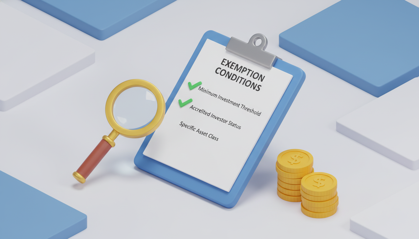 금융투자 교육 면제 조건을 확인하는 체크리스트 돋보기 일러스트