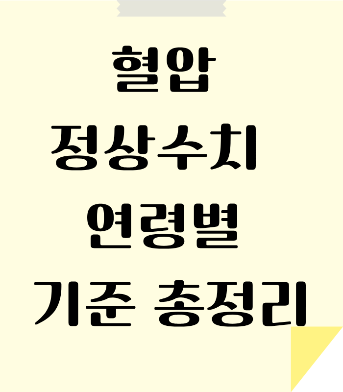 혈압 정상수치를 연령대별로 정리해서 안내