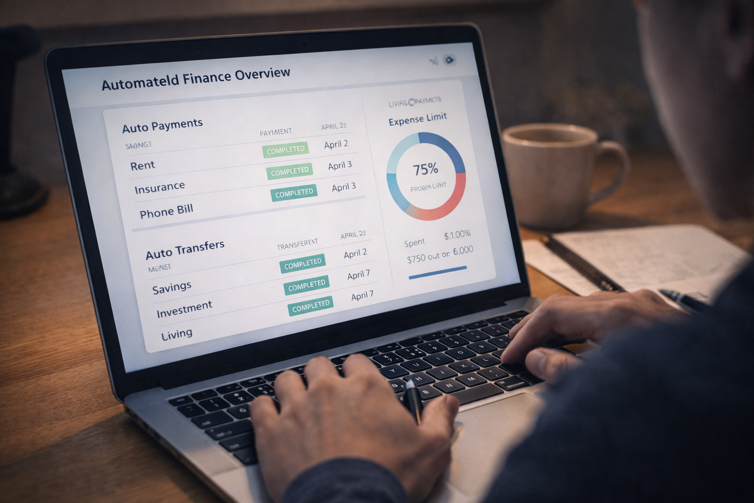 재정 관리 자동화를 점검하는 노트북 화면