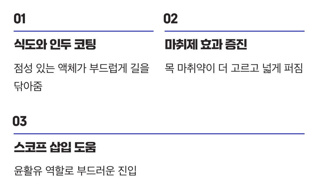 불편한 목 마취를 돕는 윤활유 역할