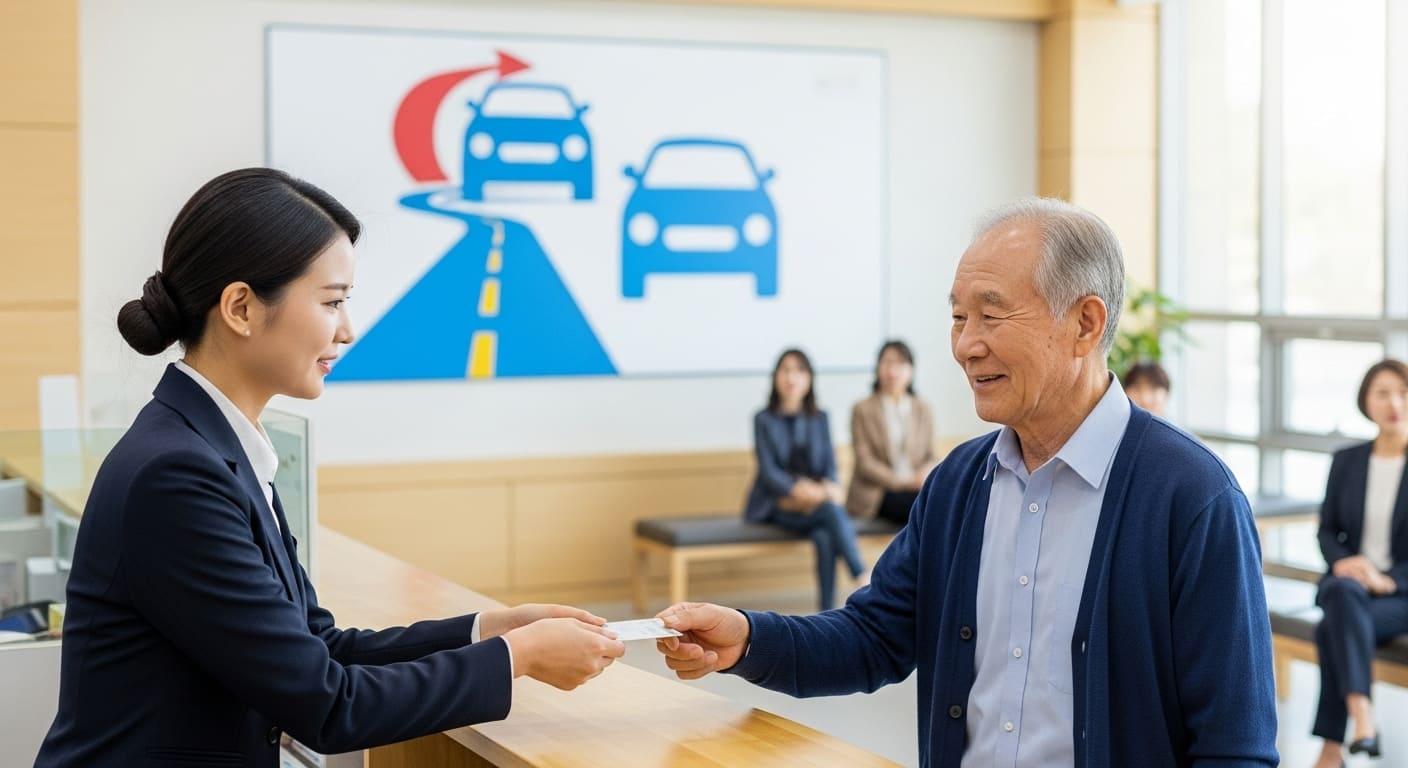 운전면허 반납 지원금을 신청하는 노인 모습