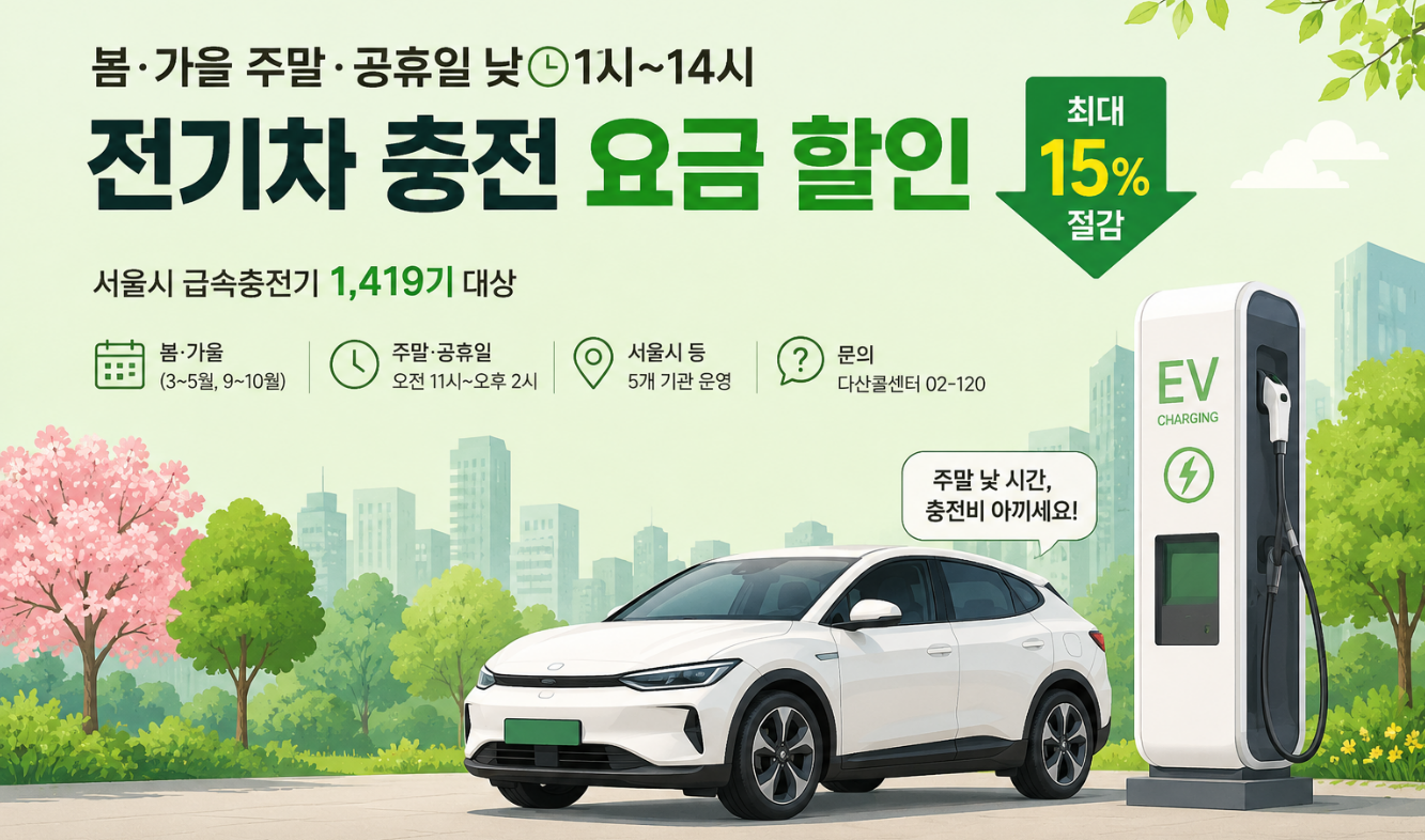 전기차 충전 요금 할인, 최대 15% 할인
