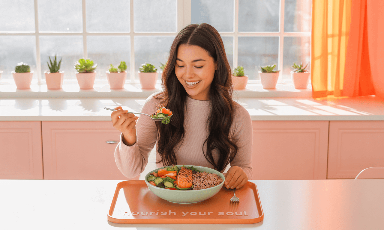 20대-여성-장염-원인-식사하는-모습