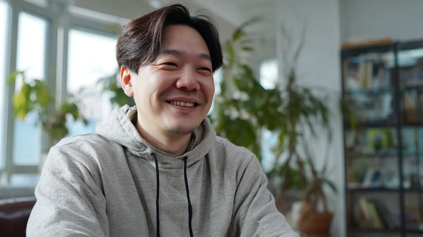 약 복용 후 편안한 표정의 사람 이미지