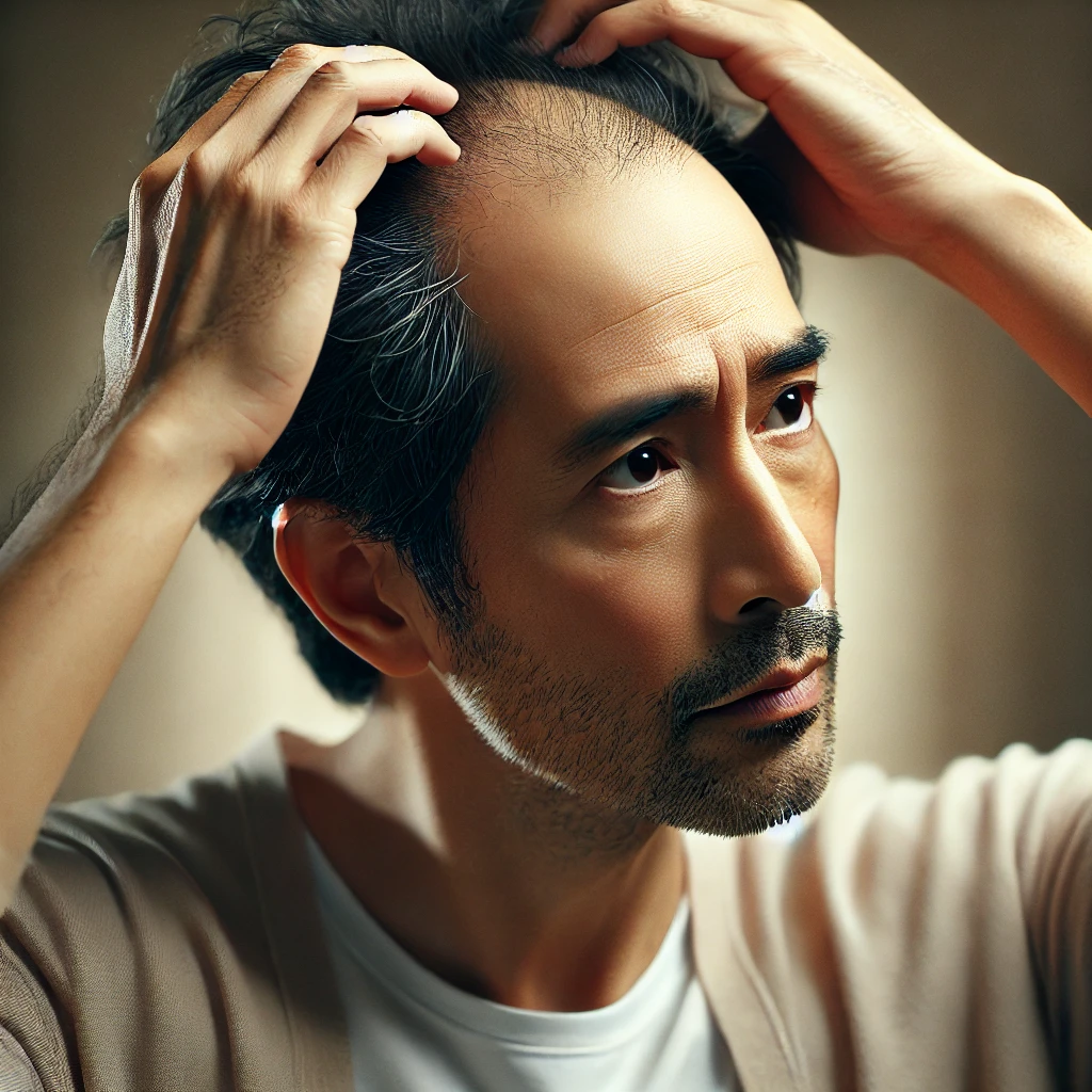 탈모로 고민하는 아저씨 중년 남성