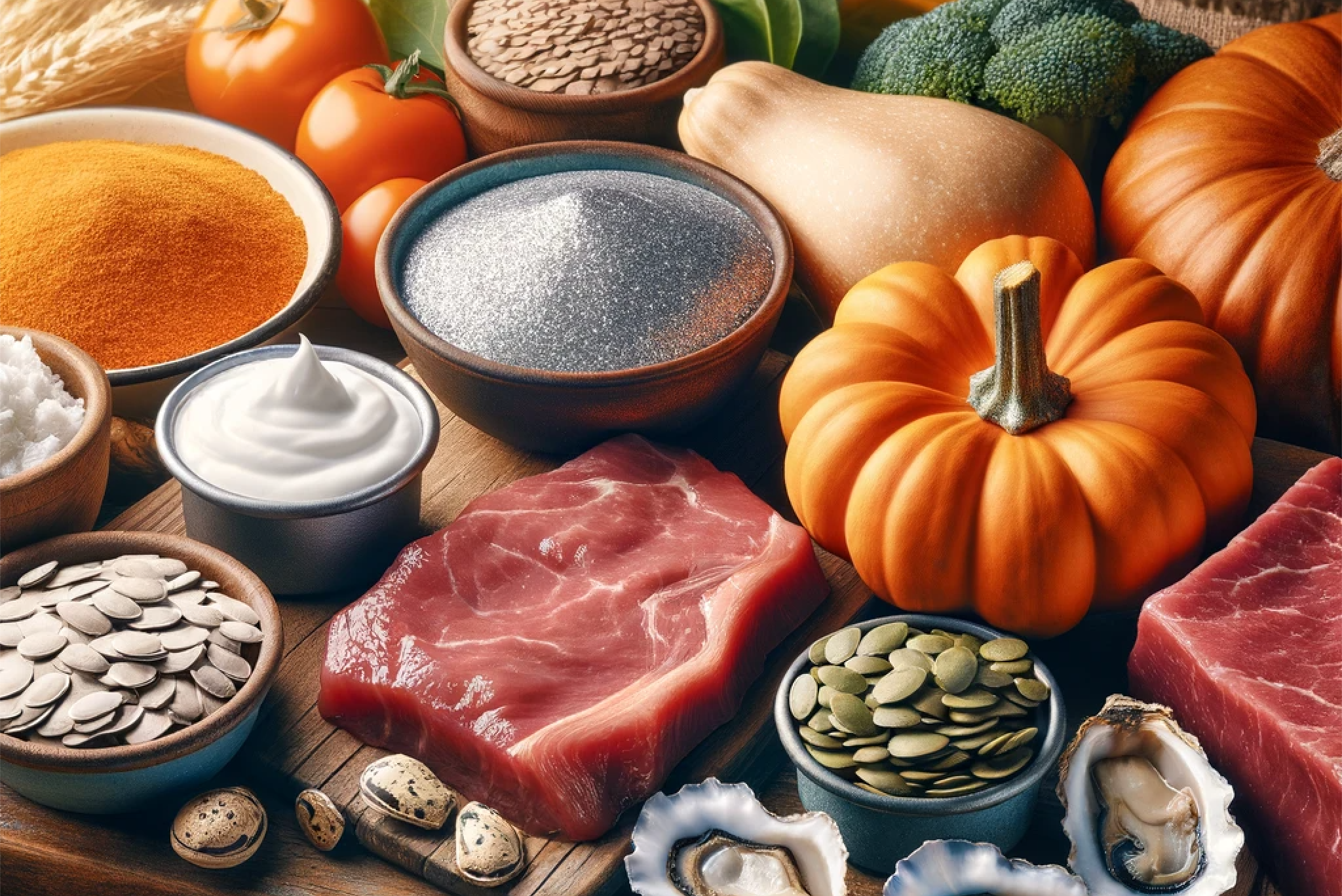 아연이 풍부한 음식들 이미지