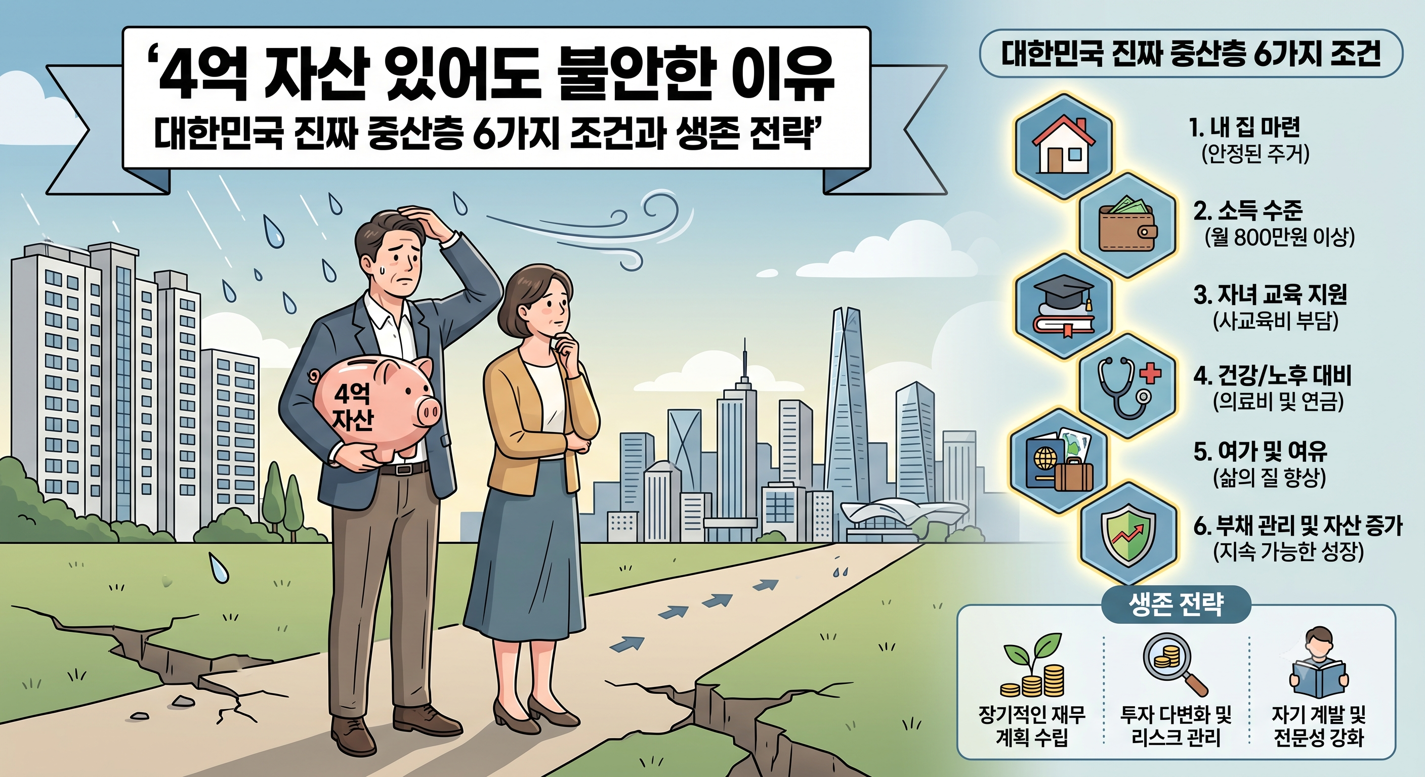 4억 자산 있어도 불안한 이유, 대한민국 진짜 중산층 6가지 조건과 생존 전략