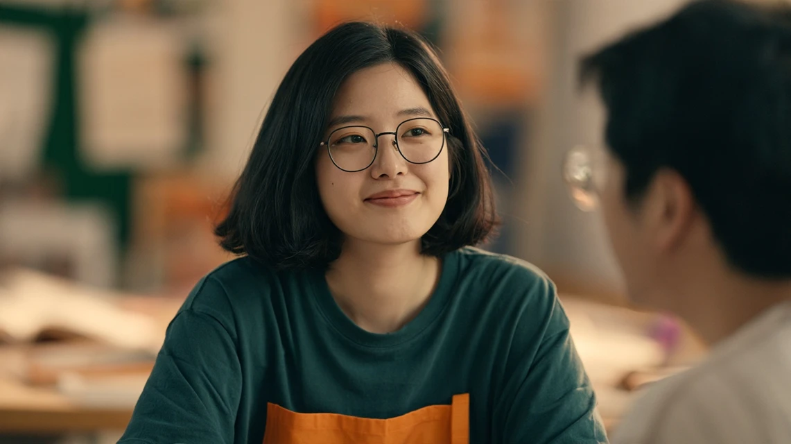 동호회에서 담담하게 자신의 감정을 전달하며 진지하게 대화하는 두 사람