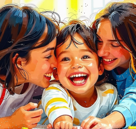 가족들과 행복한 시간을 보내는 아이