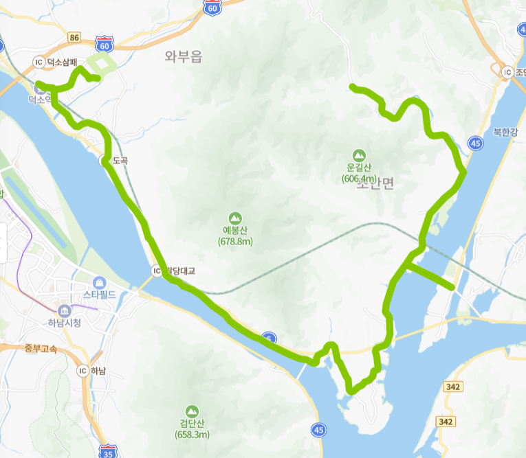 남양주-양평-63번-버스-노선-지도