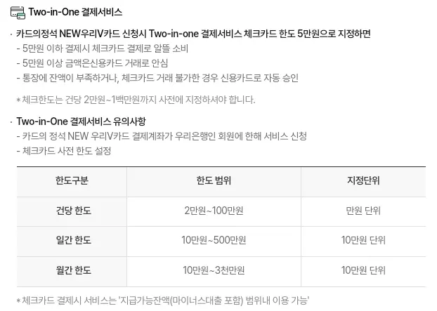 카드의정석+NEW우리V카드+Two-in-One+결제서비스