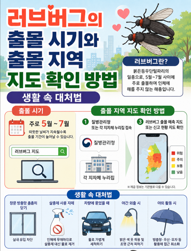 2026 러브버그 출몰시기 위치·활동시기·지역·지도·퇴치법·차량관리·대처법·서울·인천·경기