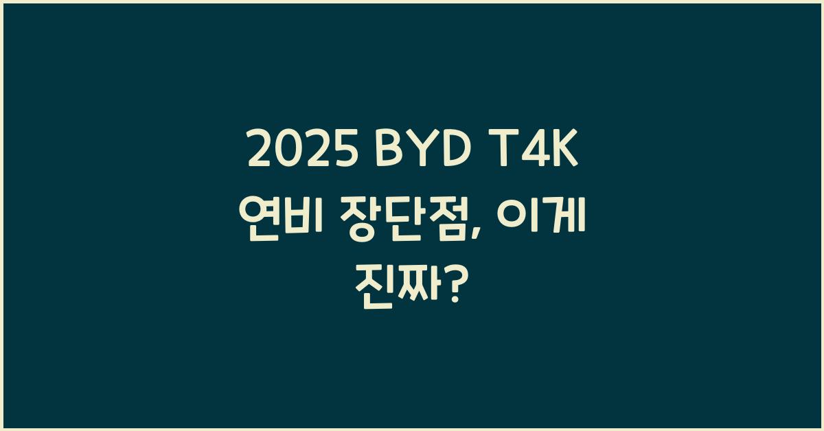 2025 BYD T4K 연비 장단점