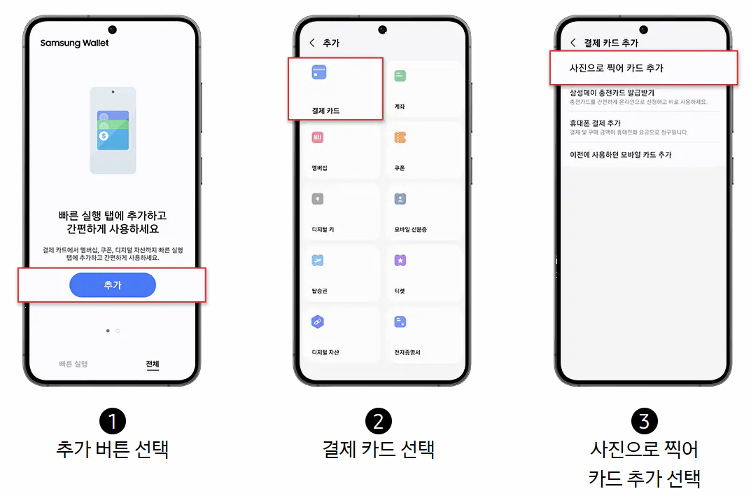 삼성월렛에 카드 등록 방법 이미지