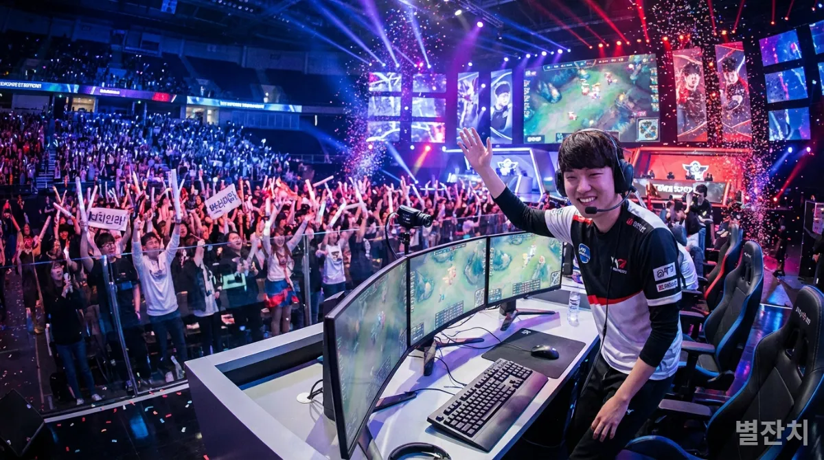 초연결 시대의 한국인 스포츠 스타 또는 크리에이터가 팬들과 소통하는 모습