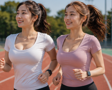 달리는 두 여자
