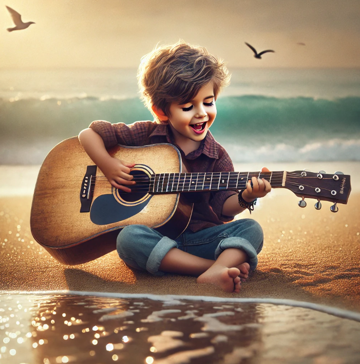 기타 치는 어린아이 이미지
