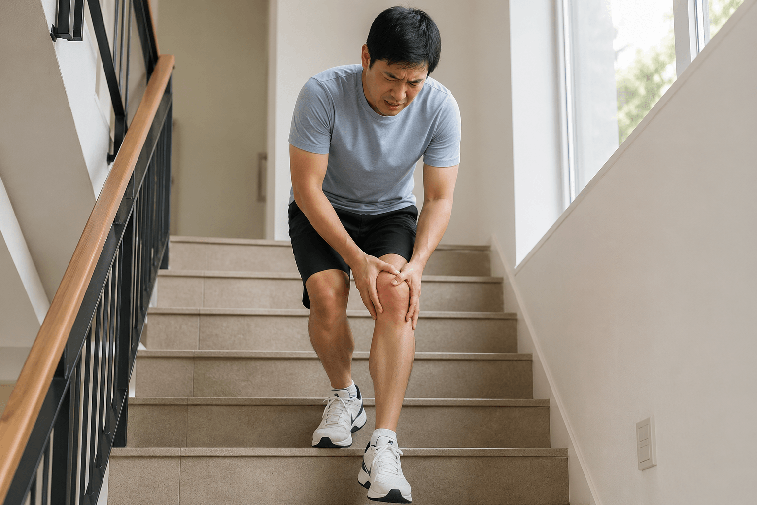 남자가 계단을 내려오는 모습