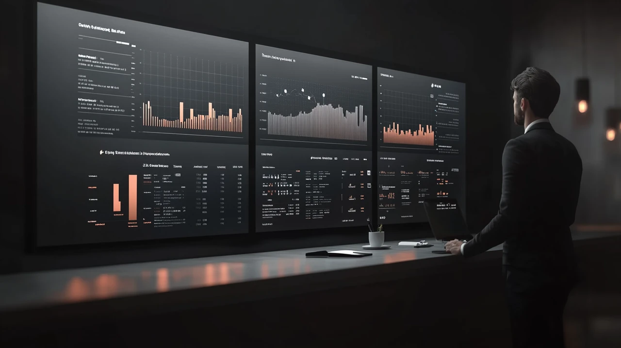 다양한 ETF 옵션의 성장 가능성을 명확히 비교하는 디지털 화면이 투자 분석의 혁신적인 접근 방식을 보여준다. 투자 성장 가능성과 데이터 중심 분석이 강조된다.