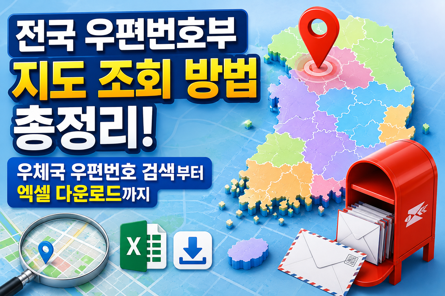 전국 우편번호부 지도 조회 방법 총정리! 우체국 우편번호 검색부터 엑셀 다운로드까지 관련 사진