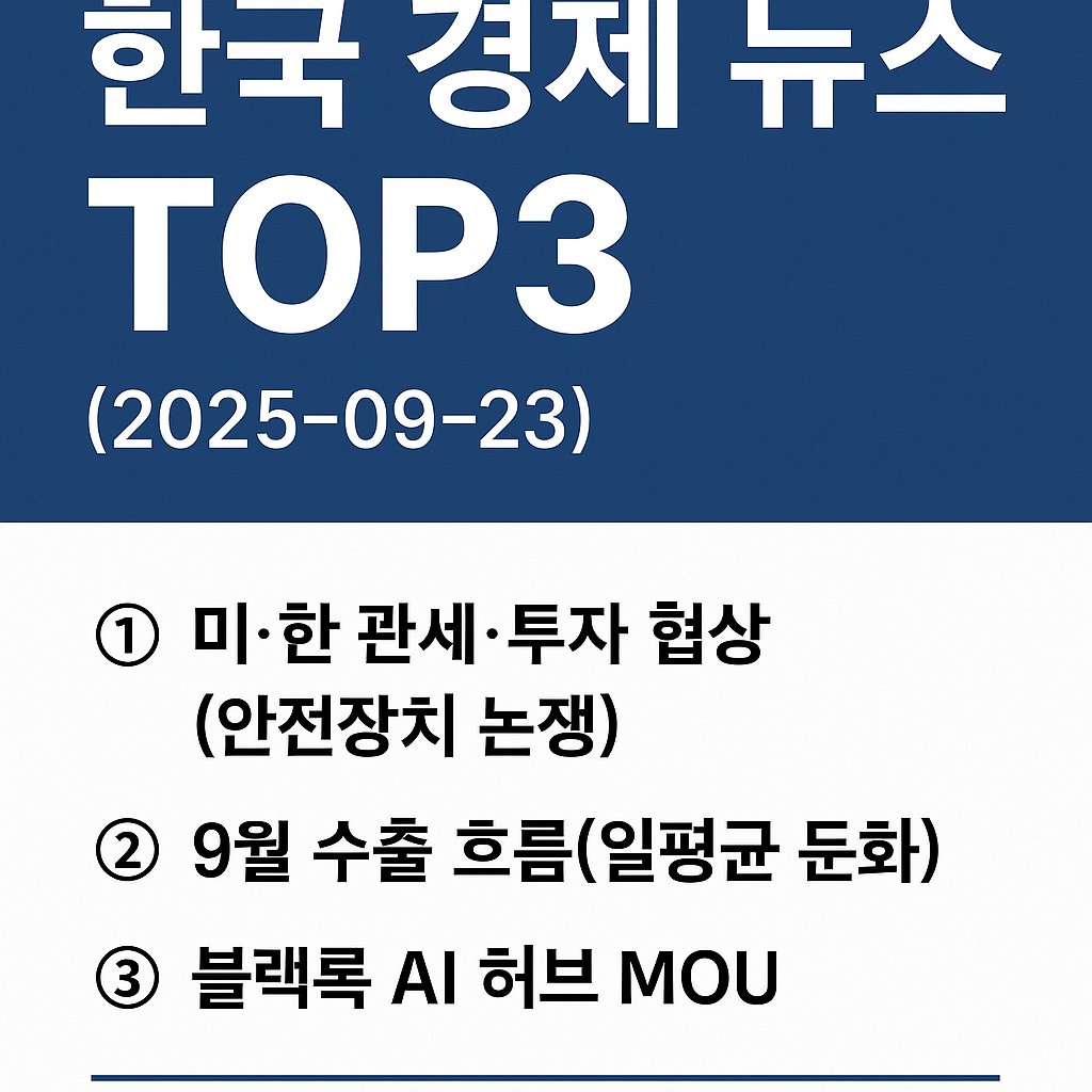 한국 경제 뉴스 TOP3 (2025-09-23)