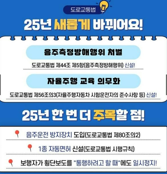 2025년 바뀌는 도로교통법 주요 변경 사항