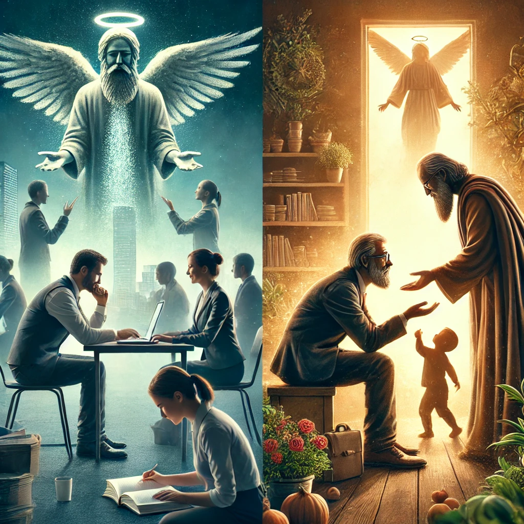 Here is the inspiring image depicting a person embodying the concept of equality, inspired by 2 Corinthians 8:14. The scene illustrates the individual sharing their knowledge, wealth, and time with others in both workplace and home settings, conveying generosity and the pursuit of fairness.