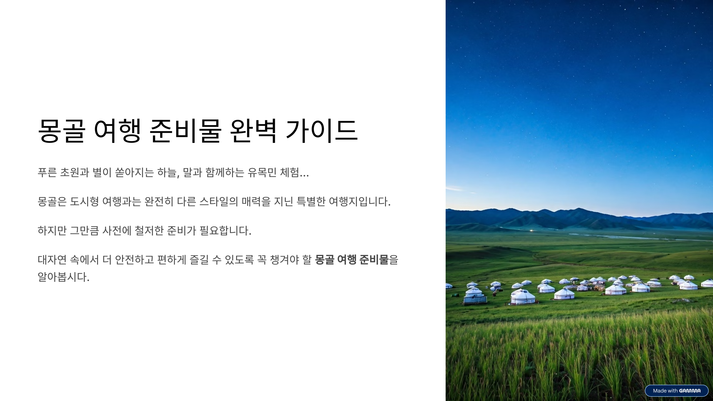 몽골 여행 준비물 체크리스트 여행 완벽 준비하기