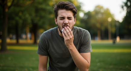 재채기하는 사람