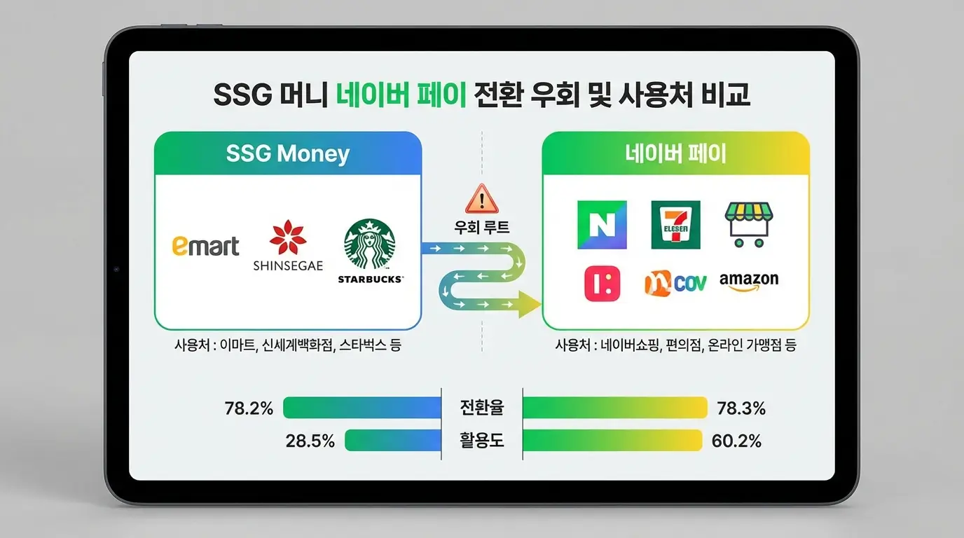 ssg 머니 네이버 페이 전환 우회 루트 및 ssg money 사용처 비교