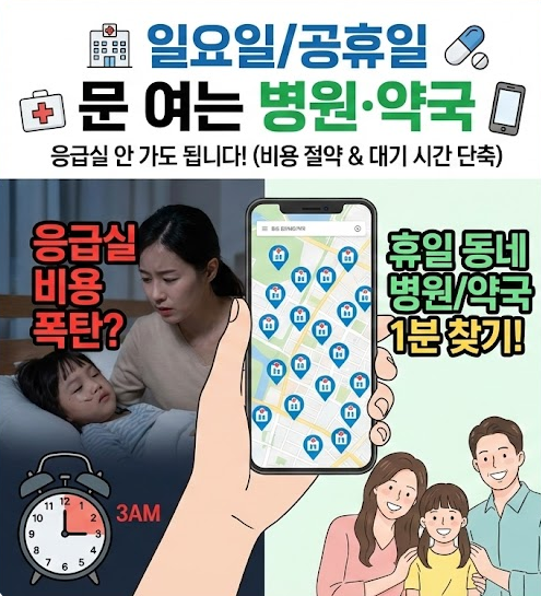 일요일/공휴일 문 여는 병원&middot;약국