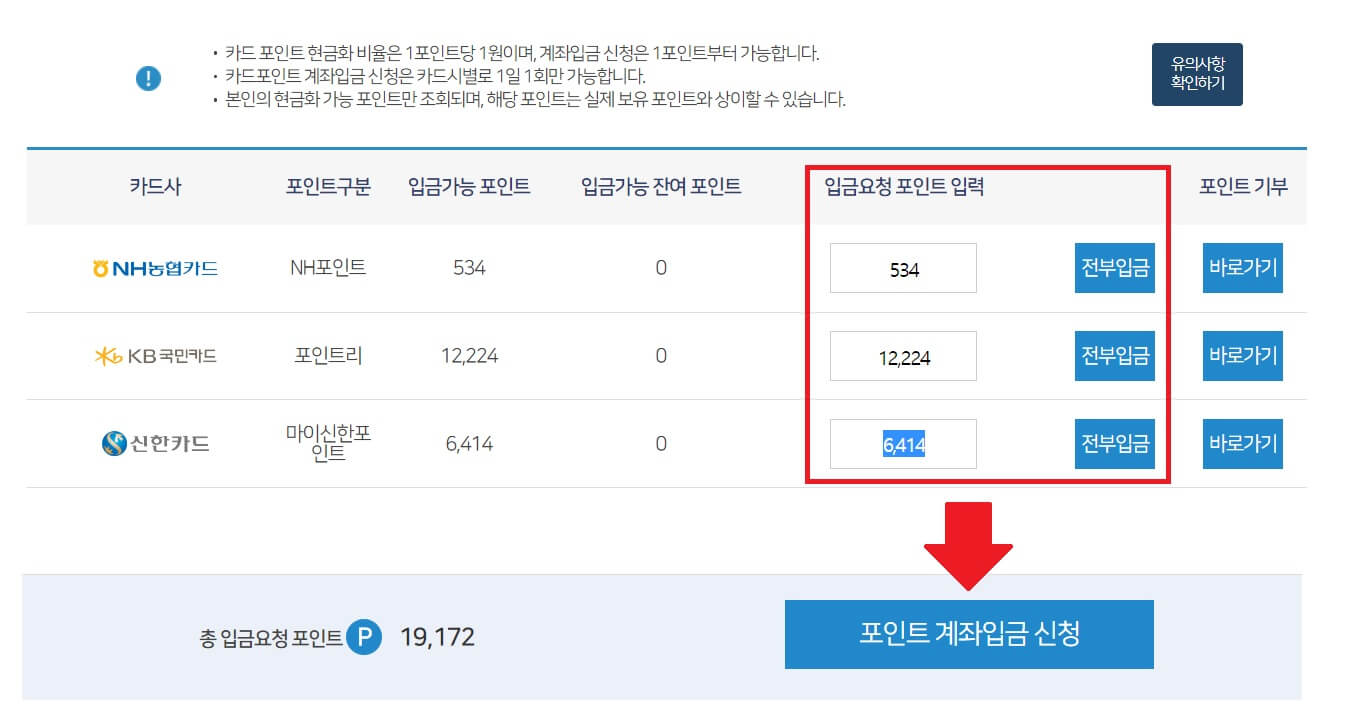카드포인트 통합조회 5분만에 현금으로 받는 방법