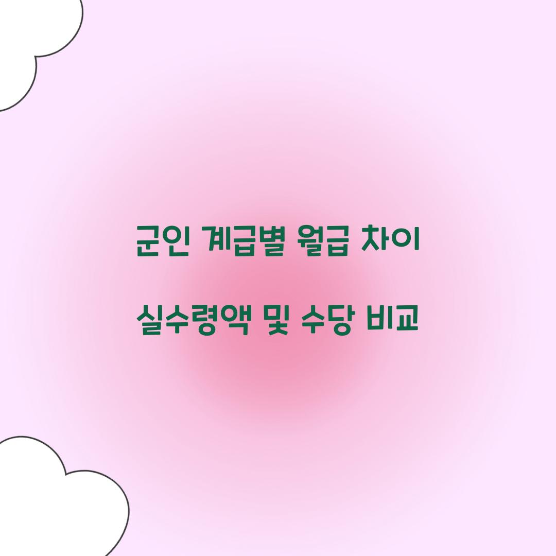 군인 계급별 월급