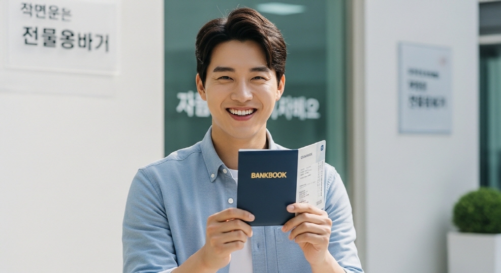 통장 들고 있는 청년