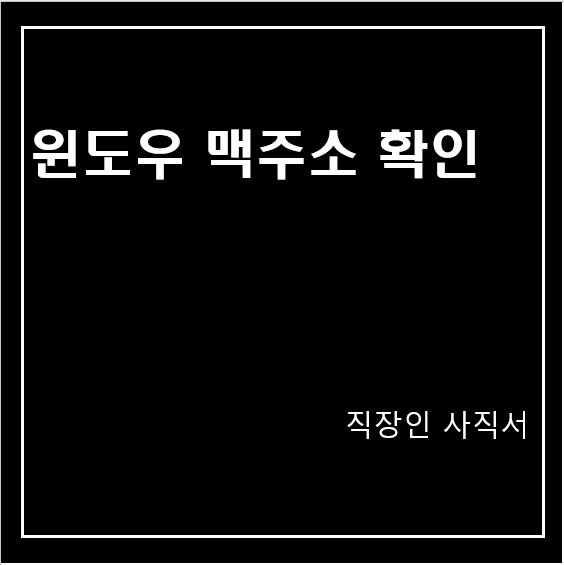 윈도우 맥 주소 확인