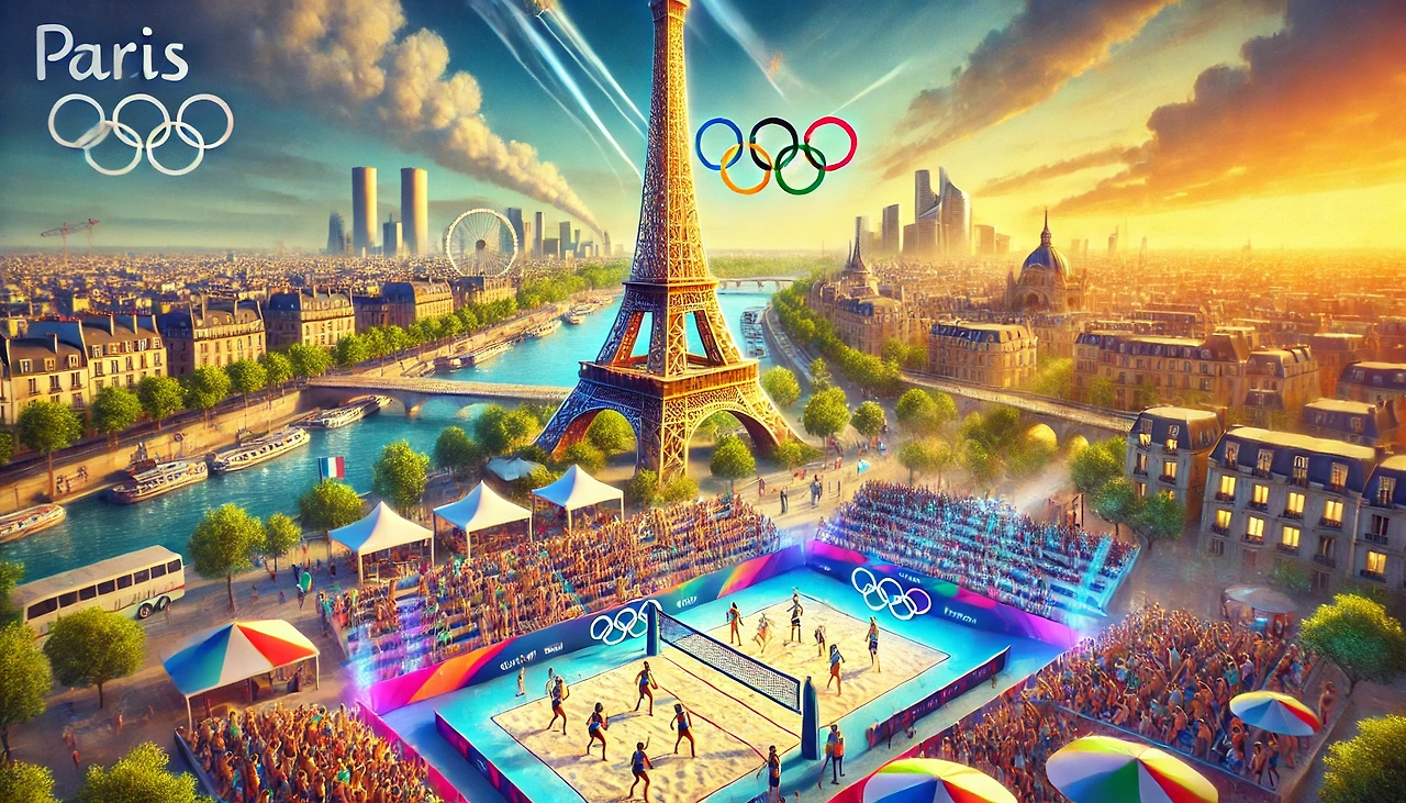 파리올림픽 에펠탑 앞 비치발리볼 경지장 가상이미지