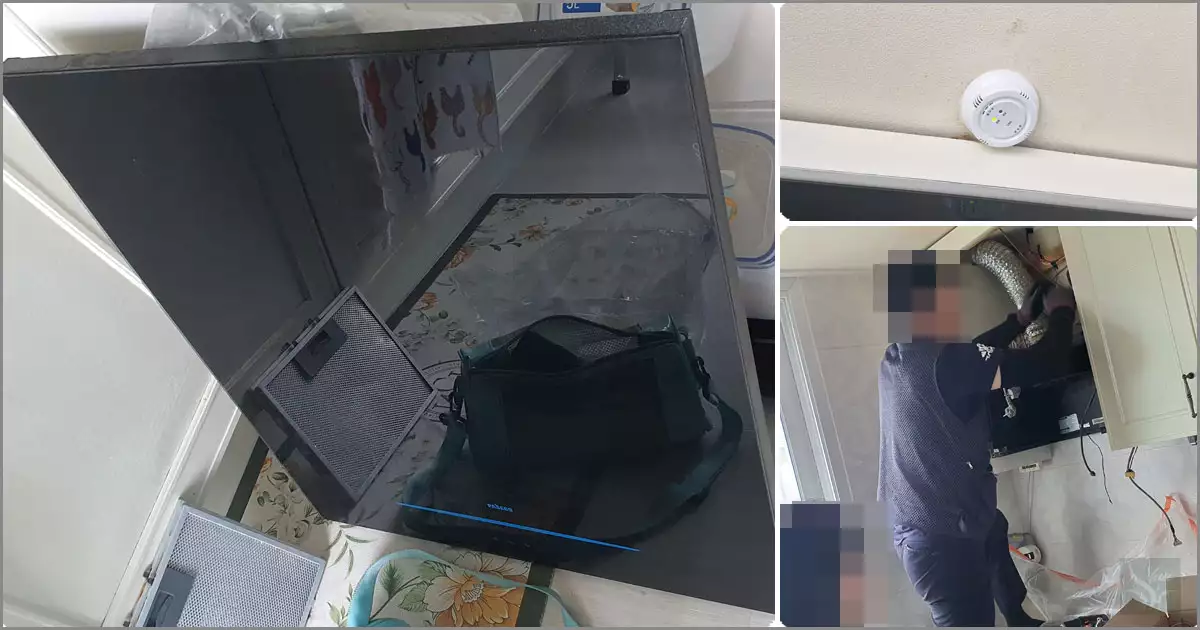 가스누설감지가 교체 작업 중