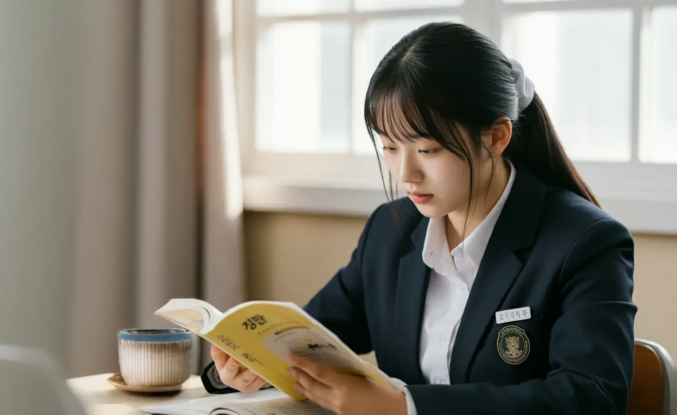 교실에서 공부하는 학생