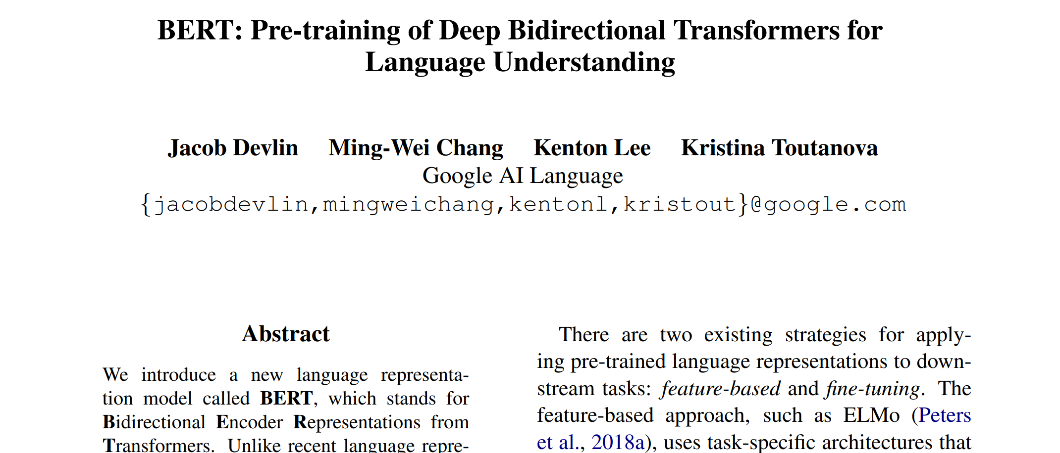 BERT: Pre-training of Deep Bidirectional Transformers forLanguage Understanding