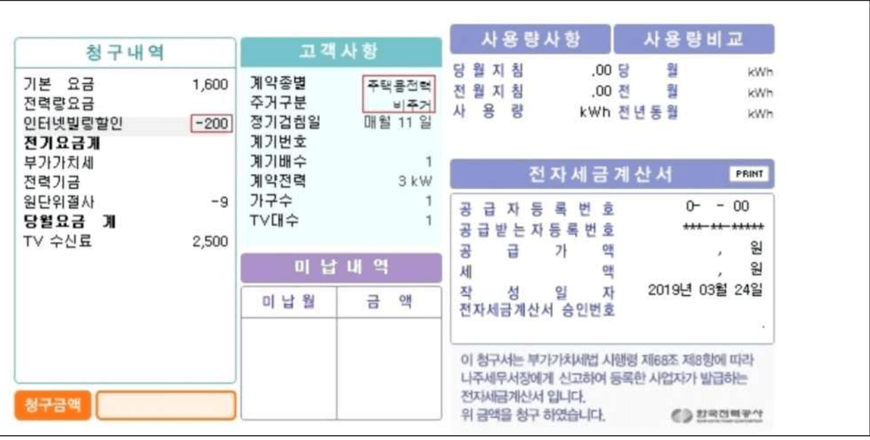 전기요금 계약종 확인