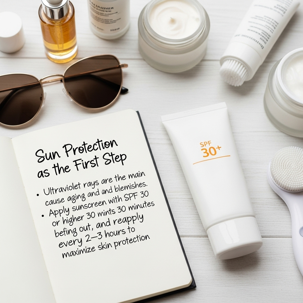 자외선 차단이 첫 번째 단계