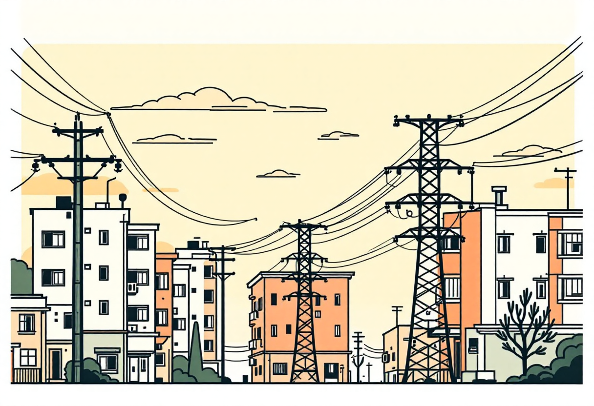 주택과 전봇대 풍경