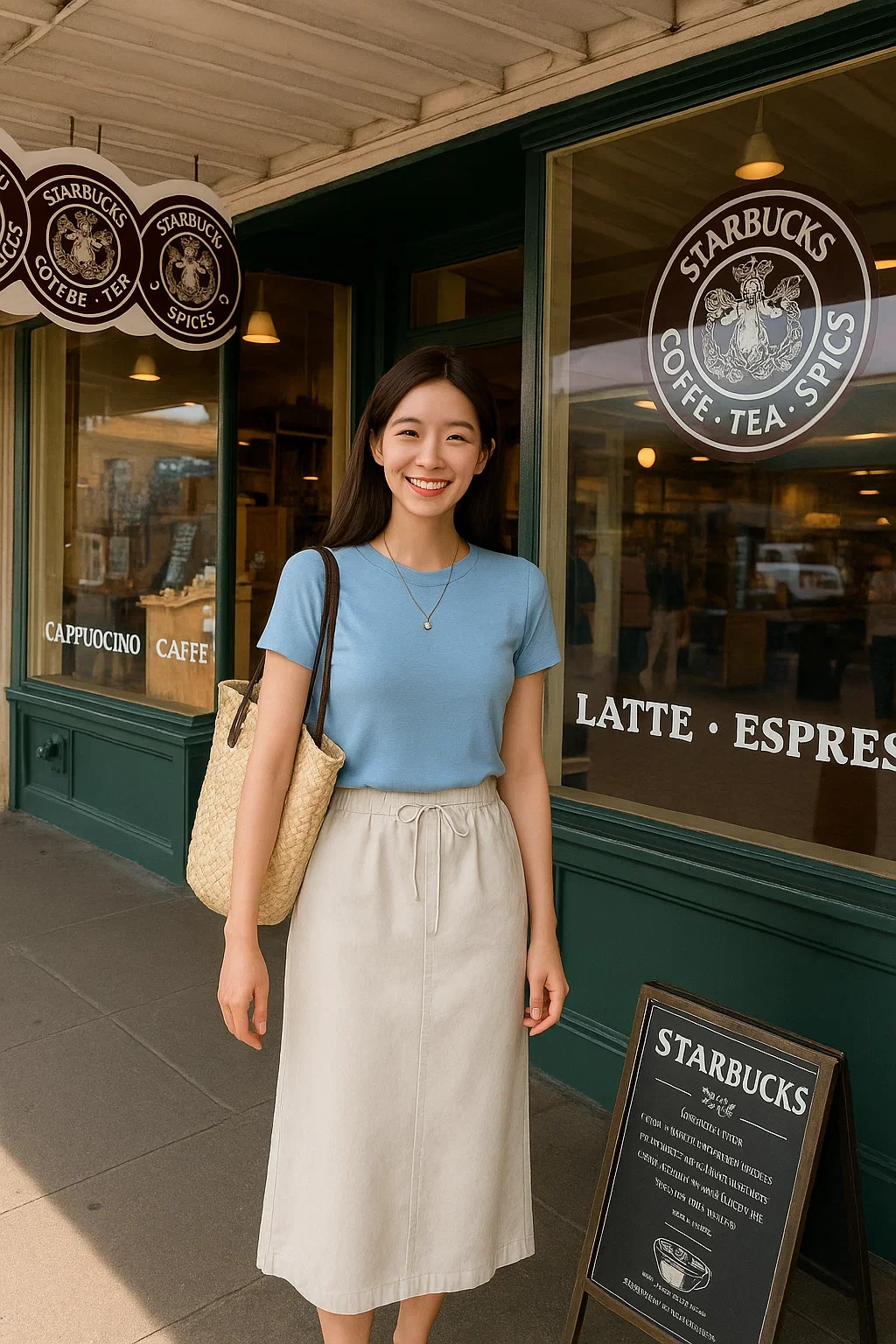 퍼스트 스타벅스 앞에서 사진 찍기
