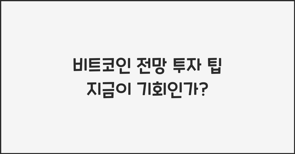 비트코인 전망 투자 팁